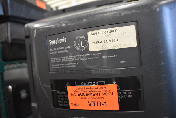 ALL ONE MONEY! Lot of Symponic 20" Television on Bretford Black Metal AV Cart! 24x18x42 - Image 5 of 5