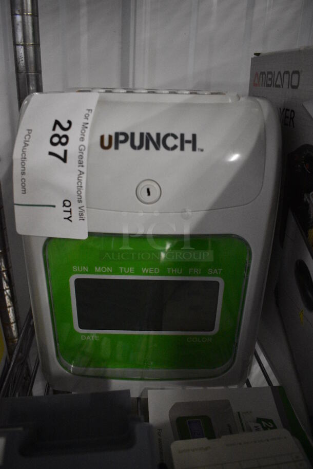 uPunch Model HN3000 Countertop Time Clock w/ Gray Poly Timecard Holder and Timecards! 8x4.5x10 - Image 2 of 5