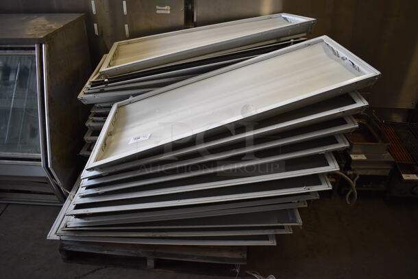 ALL ONE MONEY! PALLET LOT of 24 White Metal Fluorescent Light Fixtures! 48x24x3