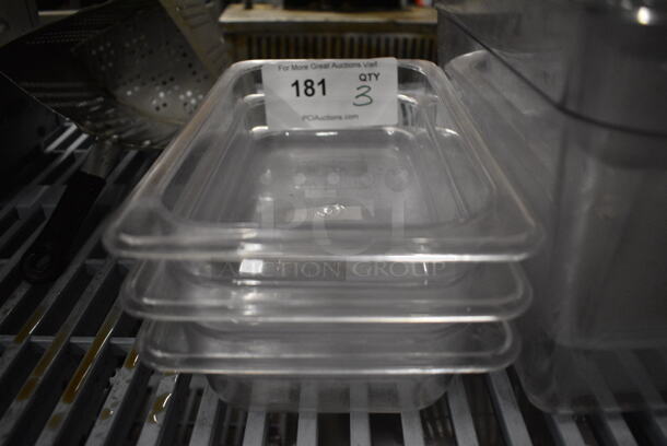 3 Clear Poly 1/4 Size Drop In Bins. 1/x2. 3 Times Your Bid! - Image 1 of 2