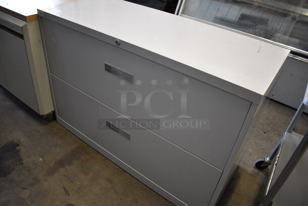 Gray Metal 2 Drawer Filing Cabinet. 14x18x28.5