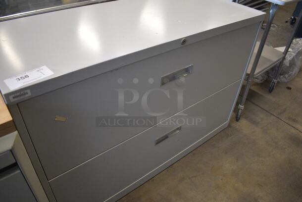 Gray Metal 2 Drawer Filing Cabinet. 14x18x28.5 - Image 2 of 4