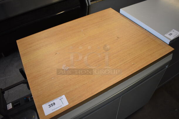 Tan Metal Cart w/ 2 Doors and Wood Pattern Counter on Commercial Casters. 30x25x27.5 - Image 3 of 4