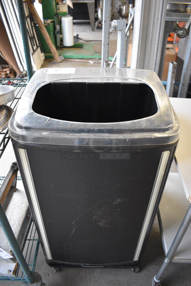 Black Poly Bin on Commercial Casters. 21x16x38