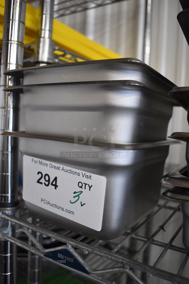 3 Stainless Steel 1/6 Size Drop In Bins. 1/6x4, 1/6x6. 3 Times Your Bid! - Image 2 of 2