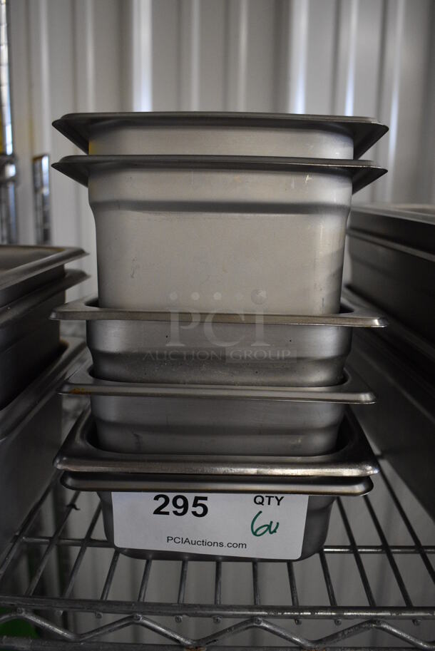 6 Stainless Steel 1/4 Size Drop In Bins. 1/4x2, 1/4x4, 1/4x6. 6 Times Your Bid!