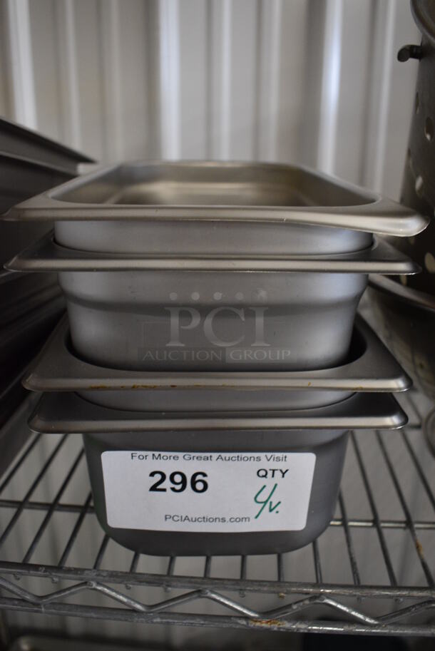 4 Stainless Steel 1/4 Size Drop In Bins. 1/3x4, 1/3x6. 4 Times Your Bid! - Image 1 of 2