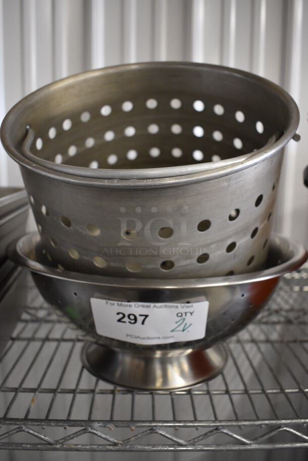 2 Various Metal Strainers. 11x11x9, 13.5x13.5x6. 2 Times Your Bid!