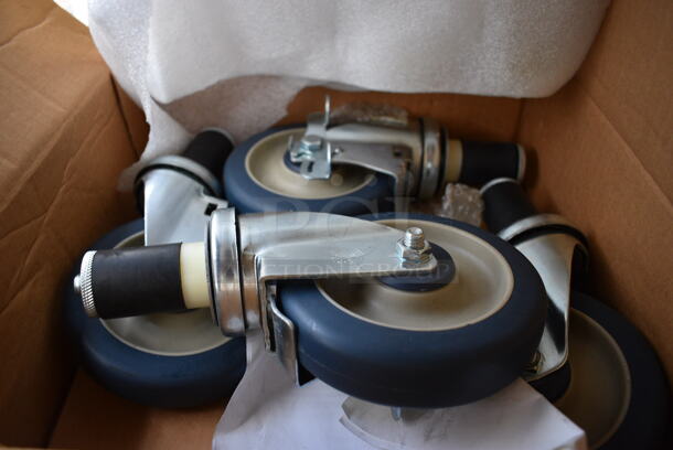 4 BRAND NEW IN BOX! Commercial Casters. 3x5x8. 4 Times Your Bid!