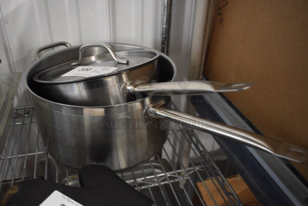 2 Stainless Steel Sauce Pots w/ Lid. 23x11.5x7, 18x10x5.5. 2 Times Your Bid!