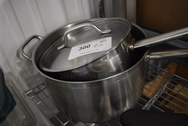 2 Stainless Steel Sauce Pots w/ Lid. 23x11.5x7, 18x10x5.5. 2 Times Your Bid! - Image 2 of 2