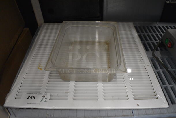 ALL ONE MONEY! Lot of White Cover and Clear Poly 1/2 Size Drop In Bin! 22x22, 1/2x4 - Image 1 of 2