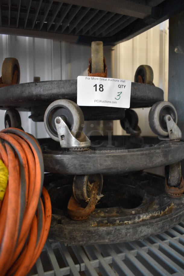 3 Black Poly Trash Can Dollies on Commercial Casters. 18x18x6. 3 Times Your Bid! - Image 3 of 3