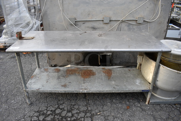 Stainless Steel Commercial Table w/ Metal Undershelf and Commercial Can Opener Mount. 72x30x34