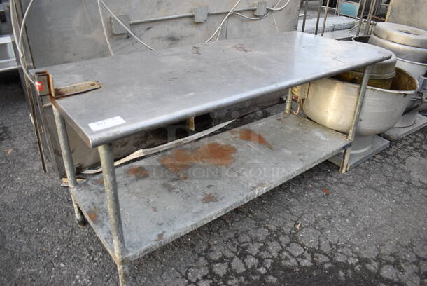 Stainless Steel Commercial Table w/ Metal Undershelf and Commercial Can Opener Mount. 72x30x34 - Image 2 of 4