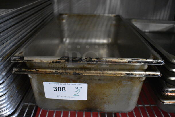 2 Stainless Steel Full Size Drop In Bins. 1/1x6. 2 Times Your Bid!