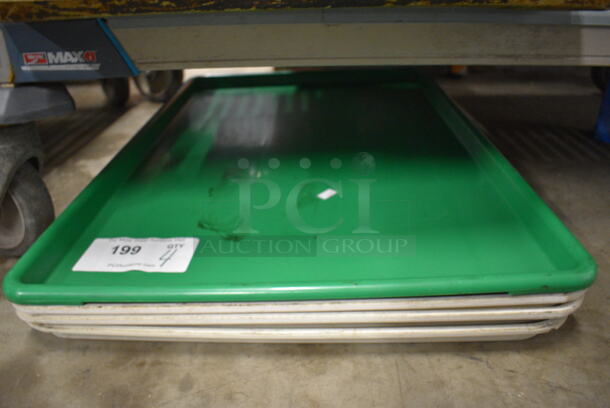 4 Poly Pans; 1 Green and 3 White. 18x26x1. 4 Times Your Bid!