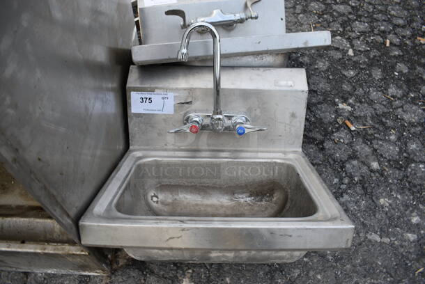 Stainless Steel Commercial Single Bay Wall Mount Sink w/ Faucet and Handles. 17x15.5x17 - Image 1 of 3