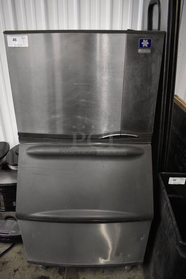 WOW! Manitowoc Model SD0502A Stainless Steel Commercial Air Cooled Ice Machine Head on Manitowoc Model B400 Stainless Steel Commercial Bin. 115 Volts, 1 Phase. 30x33x60
