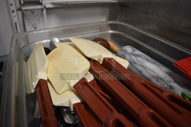 ALL ONE MONEY! Lot of Various Items Including Spreaders and Bacon Press in Clear Poly Full Size Drop In Bin and Lid! - Image 3 of 4