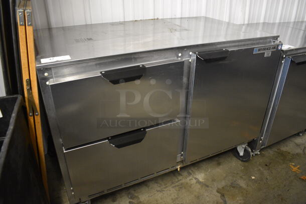 SWEET! Beverage Air Stainless Steel Commercial Undercounter Cooler w/ Door and 2 Drawers on Commercial Casters. 115 Volts, 1 Phase. 48x30x34.5. Tested and Powers On But Does Not Get Cold - Image 2 of 7