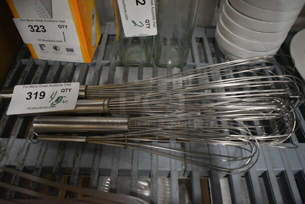 4 Various Metal Whisks. Includes 16