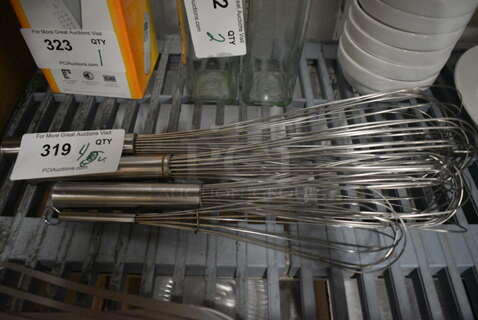 4 Various Metal Whisks. Includes 16". 4 Times Your Bid!