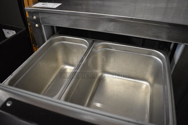SWEET! Beverage Air Stainless Steel Commercial Undercounter Cooler w/ Door and 2 Drawers on Commercial Casters. 115 Volts, 1 Phase. 48x30x34.5. Tested and Powers On But Does Not Get Cold - Image 4 of 7