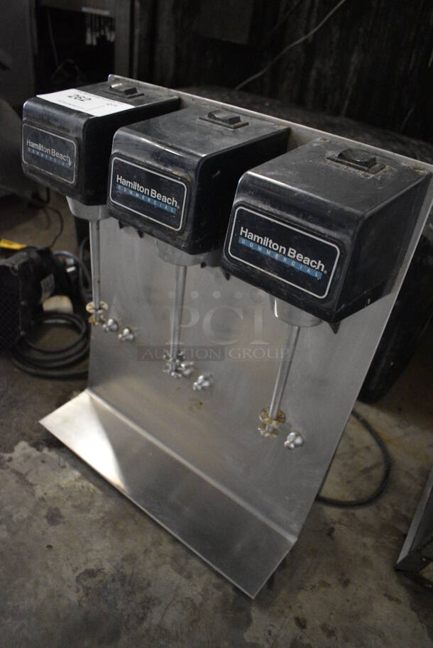 NICE! Hamilton Beach Stainless Steel Commercial Countertop 3 Head Milkshake Mixer. 16x8x21. Tested and Working! - Image 3 of 4