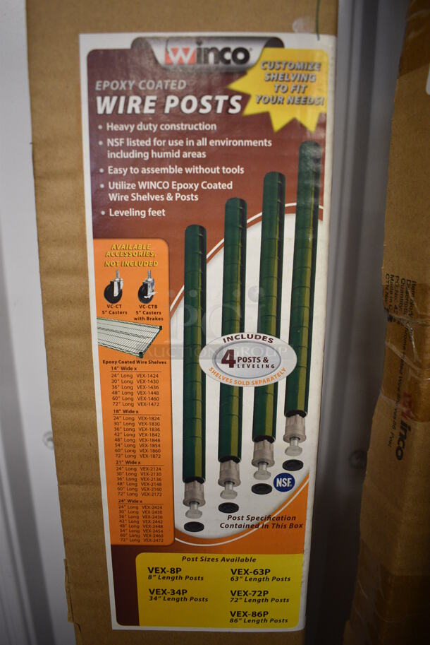 ALL ONE MONEY! Lot of 4 BRAND NEW IN BOX! Winco Green Finish Poles! 86