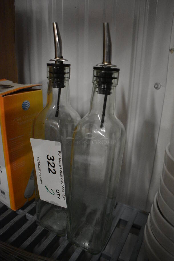 2 Glass Oil / Vinegar Bottles. 2x2x12. 2 Times Your Bid! - Image 2 of 2