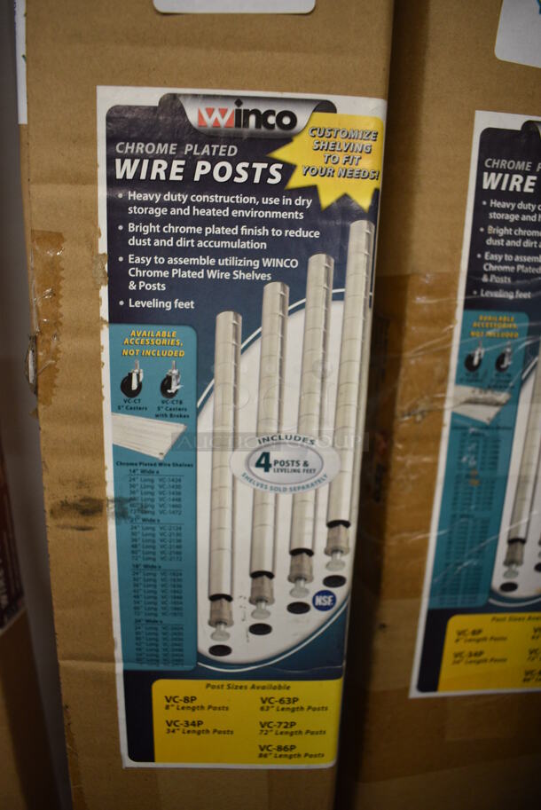 ALL ONE MONEY! Lot of 4 BRAND NEW IN BOX! Winco Chrome Finish Poles! 86" - Image 1 of 3
