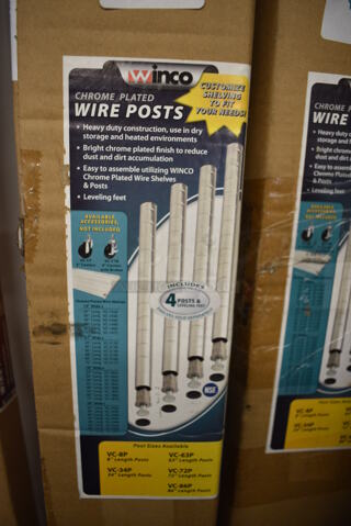 ALL ONE MONEY! Lot of 4 BRAND NEW IN BOX! Winco Chrome Finish Poles! 86"