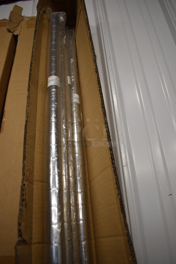 ALL ONE MONEY! Lot of 4 BRAND NEW IN BOX! Winco Chrome Finish Poles! 86" - Image 2 of 3