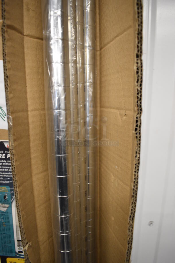 ALL ONE MONEY! Lot of 4 BRAND NEW IN BOX! Winco Chrome Finish Poles! 86" - Image 3 of 3