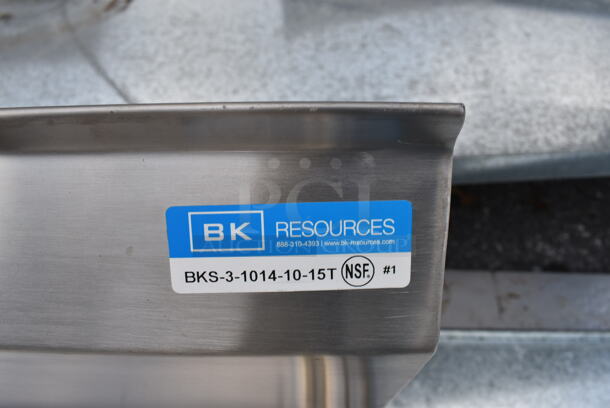 BRAND NEW! BK Stainless Steel Commercial 3 Bay Sink w/ Dual Drainboards. Comes w/ Legs! 60x20x23. Bays 10x14x10. Drainboards 13x16x2. Legs 22 - Image 4 of 5