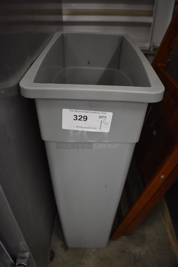 Gray Poly Slim Jim Trash Can w/ Lid. 11x20x30