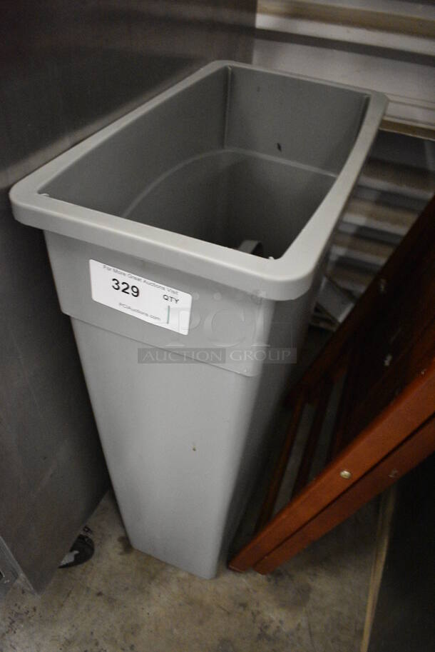 Gray Poly Slim Jim Trash Can w/ Lid. 11x20x30 - Image 2 of 3