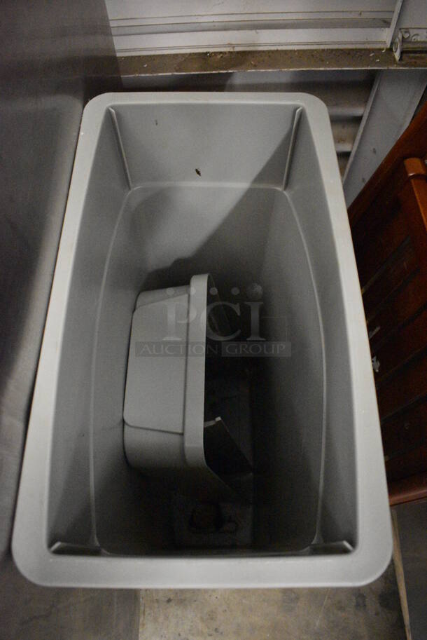 Gray Poly Slim Jim Trash Can w/ Lid. 11x20x30 - Image 3 of 3