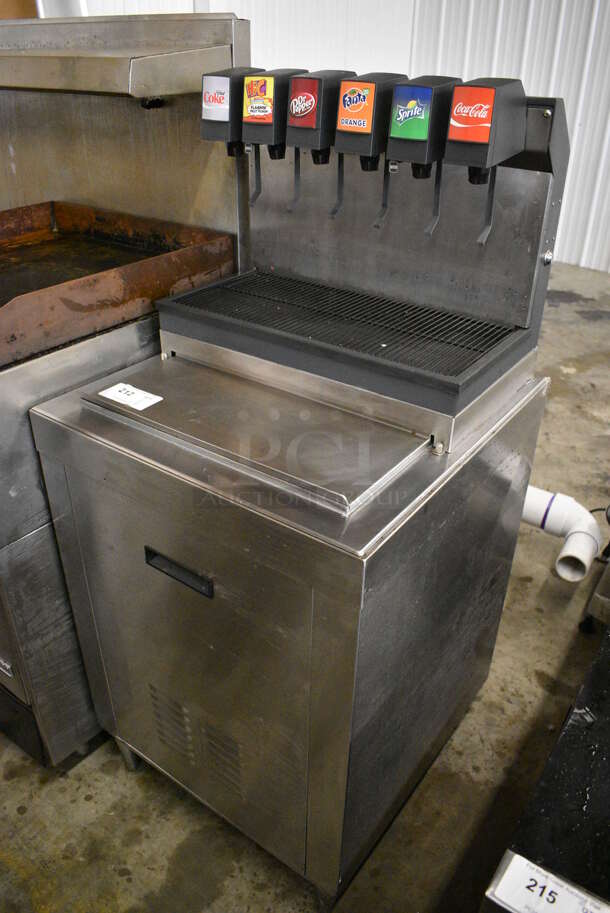 NICE! McCann's Model 16-1321 Stainless Steel Commercial 6 Flavor Carbonated Beverage Machine on Stainless Steel Ice Bin. 25x25x56 - Image 8 of 8