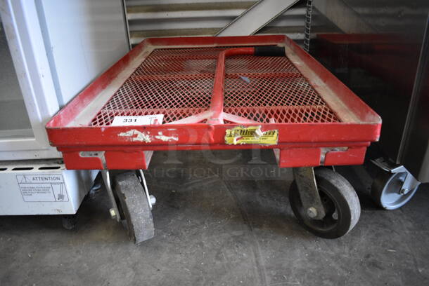 Red Metal Dolly on Commercial Casters. 22.5x35.5x11 - Image 3 of 3