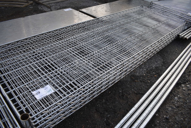 ALL ONE MONEY! Lot of 4 Chrome Finish Metro Style Shelves w/ 4 Chrome Finish Poles! 72x24x1.5, 86" - Image 1 of 3