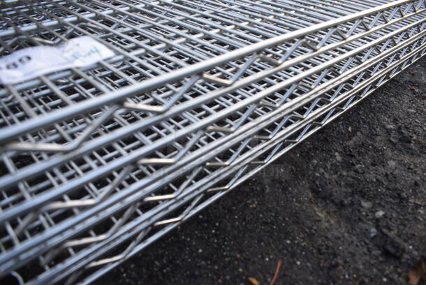 ALL ONE MONEY! Lot of 4 Chrome Finish Metro Style Shelves w/ 4 Chrome Finish Poles! 72x24x1.5, 86" - Image 3 of 3