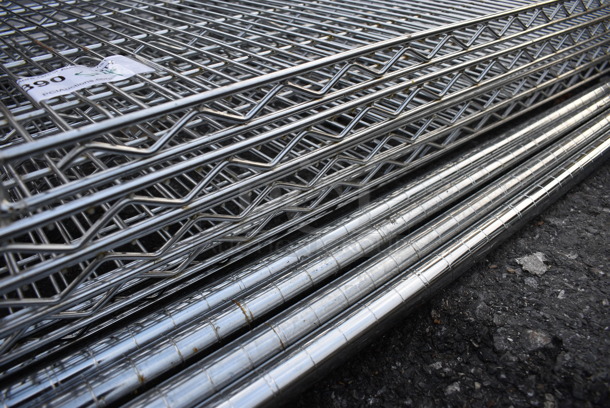 ALL ONE MONEY! Lot of 5 Chrome Finish Metro Style Shelves w/ 4 Chrome Finish Poles! 72x24x1.5, 86" - Image 2 of 3