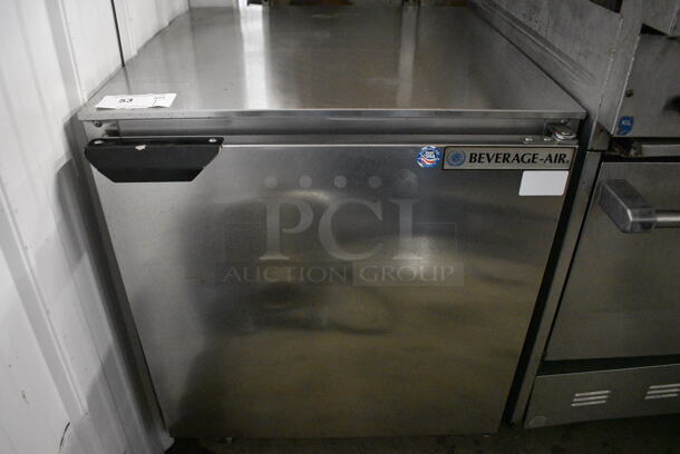 NICE! Beverage Air Model UCR27A-23 Stainless Steel Commercial Single Door Undercounter Cooler on Commercial Casters. 115 Volts, 1 Phase. 27x30x31.5. Tested and Working! - Image 1 of 4
