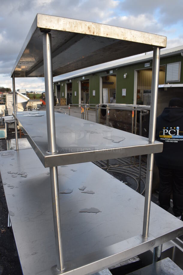 Stainless Steel Commercial Table w/ Double Overshelf and Metal Undershelf on Commercial Casters. 72x30x72 - Image 2 of 5