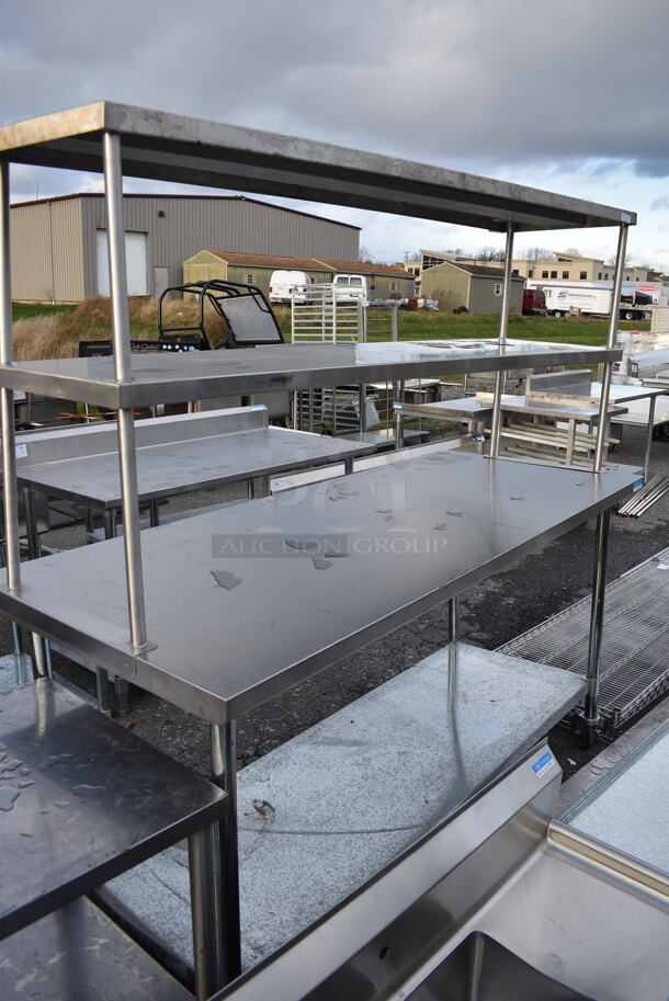 Stainless Steel Commercial Table w/ Double Overshelf and Metal Undershelf on Commercial Casters. 72x30x72 - Image 3 of 5