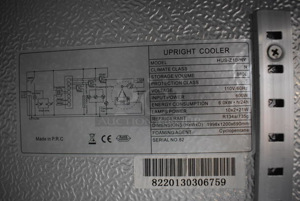 GREAT! SG Merchandising Model HUS-Z10-HY Metal Commercial 2 Door Reach In Cooler Merchandiser w/ Poly Coated Racks. 110 Volts, 1 Phase. 47x27x78. Tested and Working! - Image 6 of 6