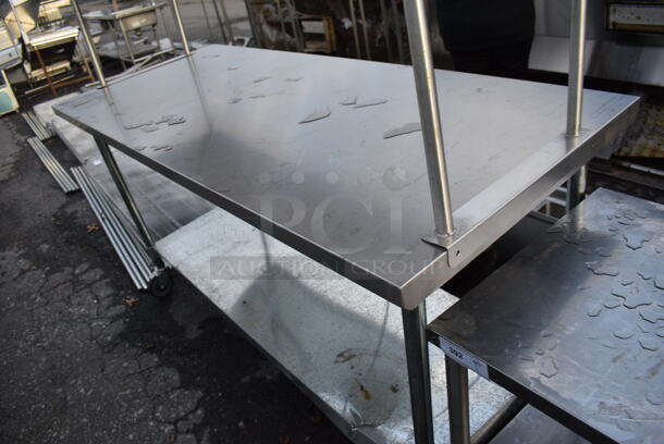 Stainless Steel Commercial Table w/ Double Overshelf and Metal Undershelf on Commercial Casters. 72x30x72 - Image 4 of 5