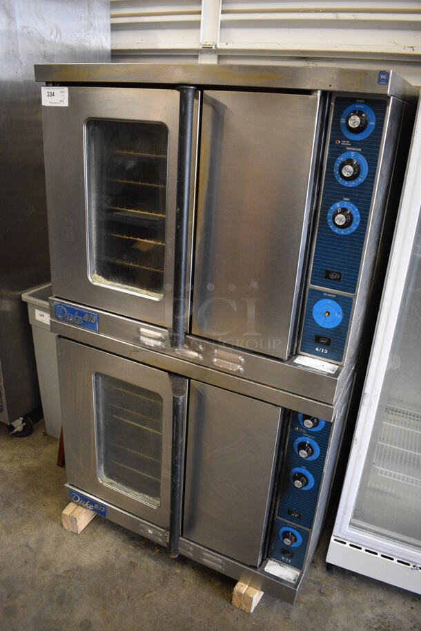 2 BEAUTIFUL! Duke Stainless Steel Commercial Gas Powered Convection Ovens w/ Solid Door, View Through Door, Metal Oven Racks and Thermostatic Controls on Commercial Casters. 38x41x62. 2 Times Your Bid! - Image 2 of 10